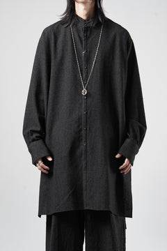 Load image into Gallery viewer, KLASICA "SH-042" STAND COLLAR LONG TAIL SHIRTS / AMBIENCE ANTIQUE DRAPER (CACAO NIB)