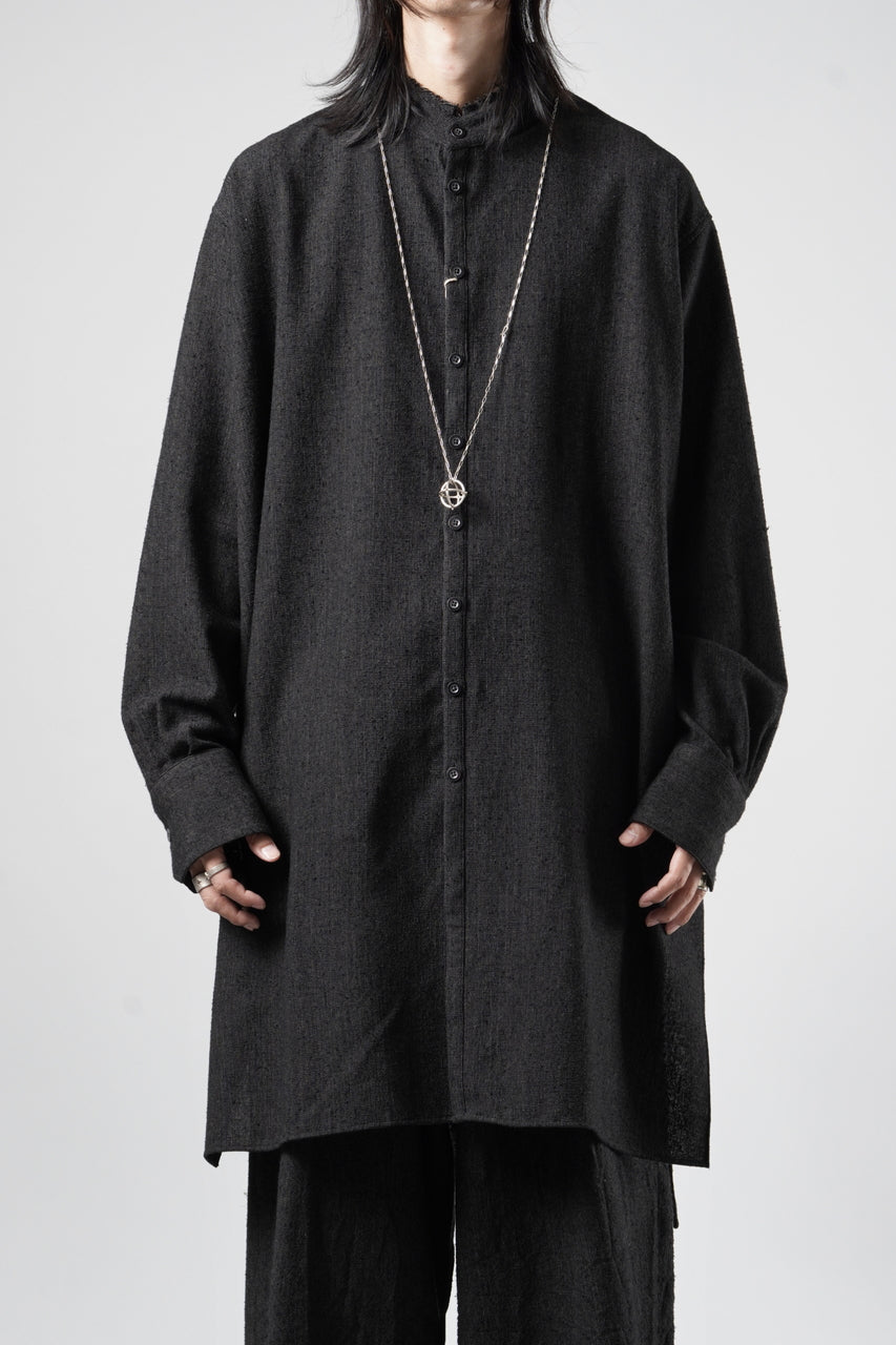 Load image into Gallery viewer, KLASICA "SH-042" STAND COLLAR LONG TAIL SHIRTS / AMBIENCE ANTIQUE DRAPER (CACAO NIB)