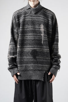 画像をギャラリービューアに読み込む, ISABEL BENENATO High-Neck Jacquard Sweater in Yak  (GRAPHITE)