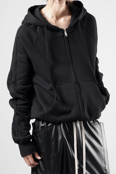 画像をギャラリービューアに読み込む, thom/krom RAGLAN SLEEVE ZIP UP HOODIE / SOFT COTTON SWEAT (BLACK)