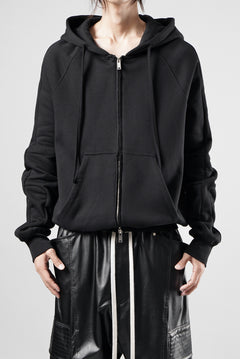画像をギャラリービューアに読み込む, thom/krom RAGLAN SLEEVE ZIP UP HOODIE / SOFT COTTON SWEAT (BLACK)