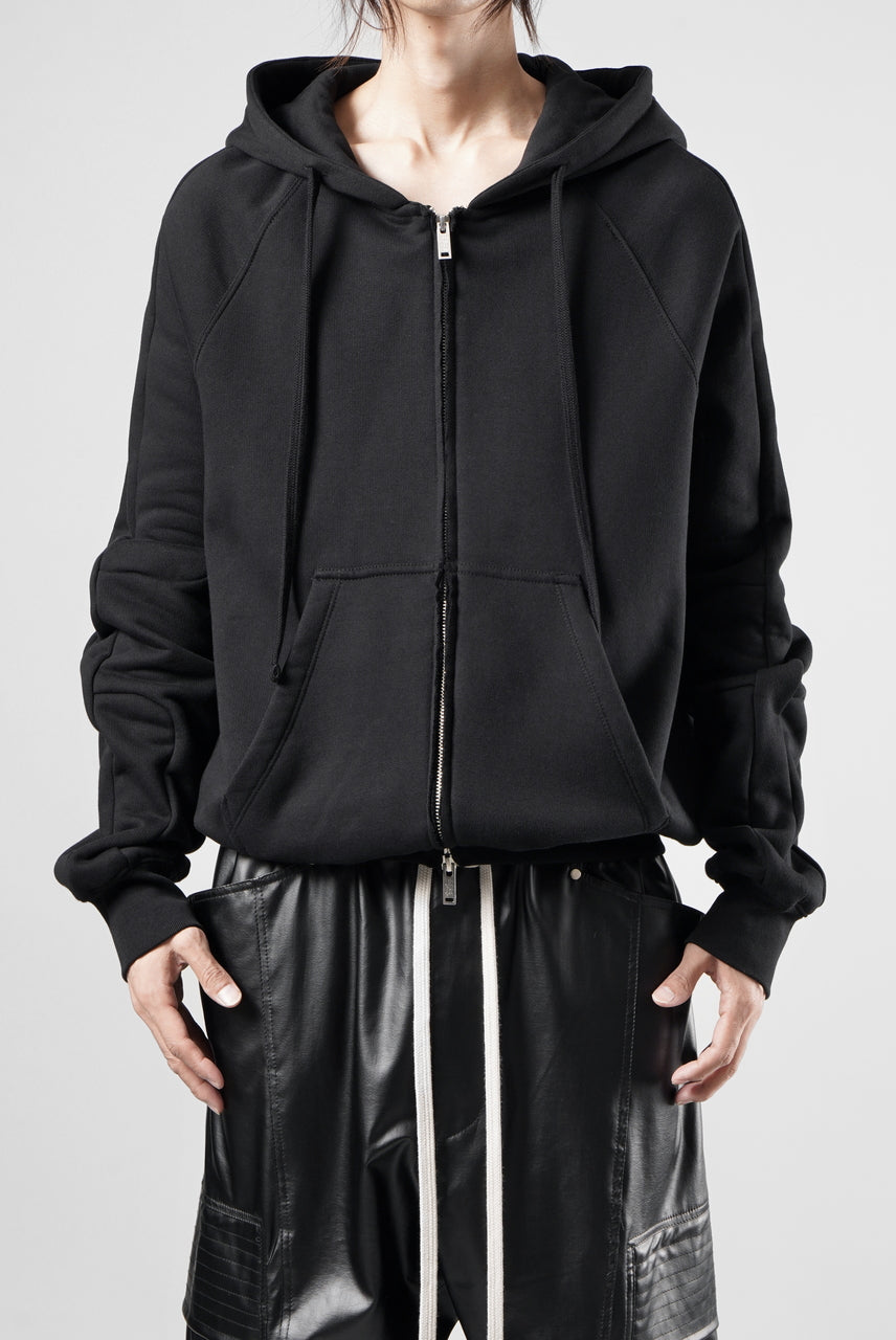 画像をギャラリービューアに読み込む, thom/krom RAGLAN SLEEVE ZIP UP HOODIE / SOFT COTTON SWEAT (BLACK)