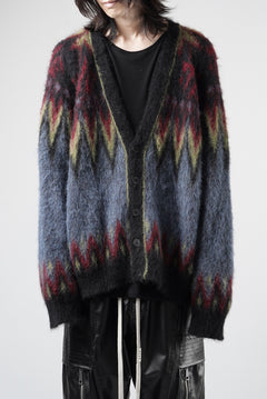 画像をギャラリービューアに読み込む, ISABEL BENENATO Geometric Gauzed Mohair Cardigan (PETROLEUM)