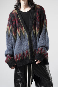 画像をギャラリービューアに読み込む, ISABEL BENENATO Geometric Gauzed Mohair Cardigan (PETROLEUM)