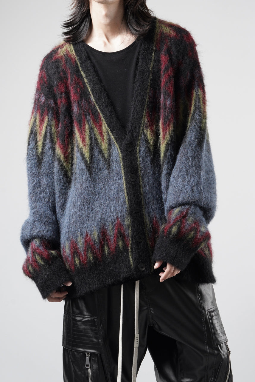 画像をギャラリービューアに読み込む, ISABEL BENENATO Geometric Gauzed Mohair Cardigan (PETROLEUM)