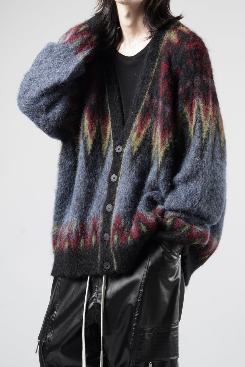 画像をギャラリービューアに読み込む, ISABEL BENENATO Geometric Gauzed Mohair Cardigan (PETROLEUM)