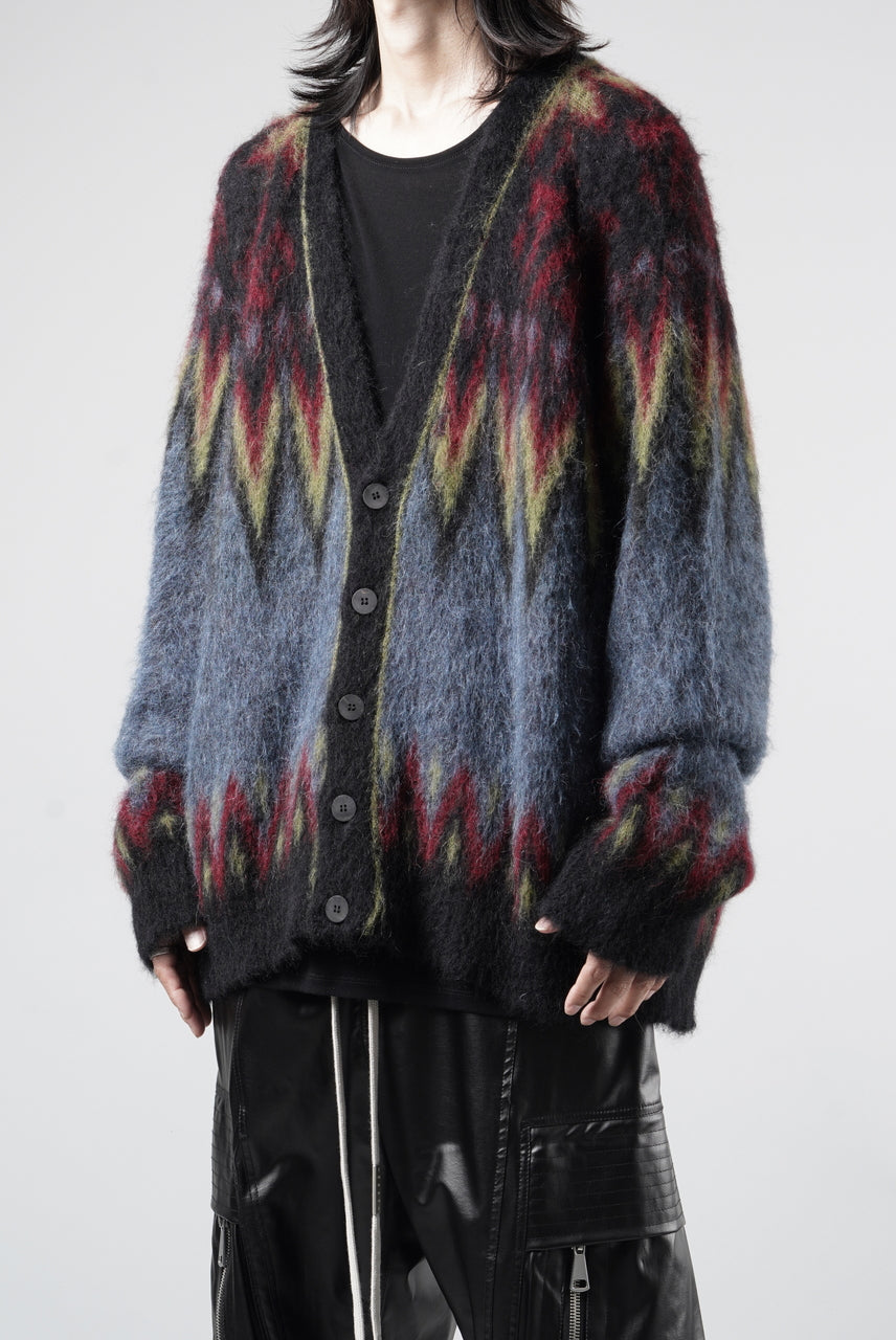 画像をギャラリービューアに読み込む, ISABEL BENENATO Geometric Gauzed Mohair Cardigan (PETROLEUM)