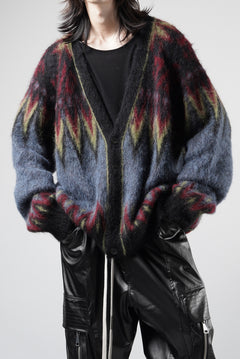画像をギャラリービューアに読み込む, ISABEL BENENATO Geometric Gauzed Mohair Cardigan (PETROLEUM)