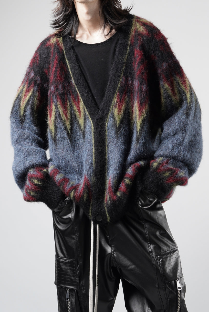 画像をギャラリービューアに読み込む, ISABEL BENENATO Geometric Gauzed Mohair Cardigan (PETROLEUM)