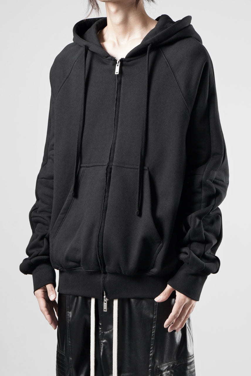 画像をギャラリービューアに読み込む, thom/krom RAGLAN SLEEVE ZIP UP HOODIE / SOFT COTTON SWEAT (BLACK)