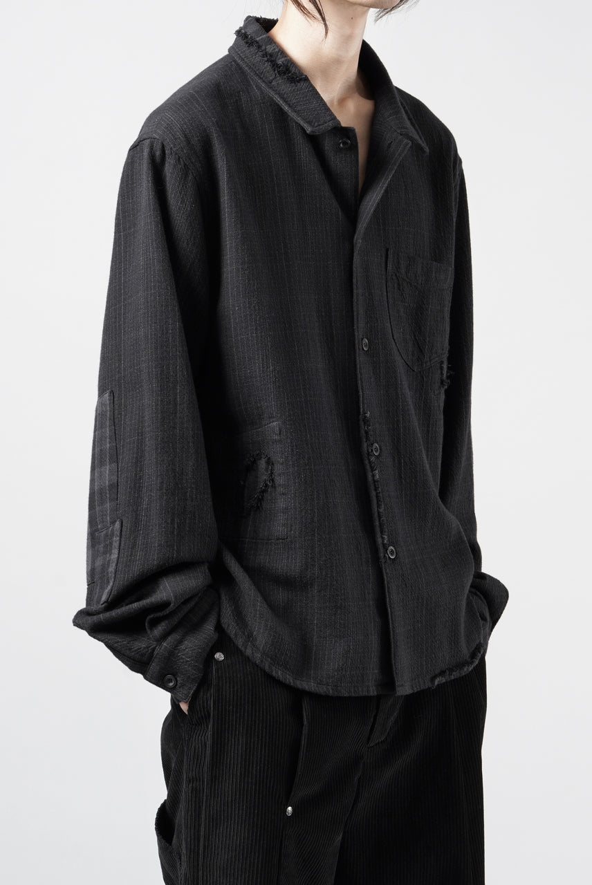 Professor.E REPAIRED FLANNEL SHIRT (BLACK)