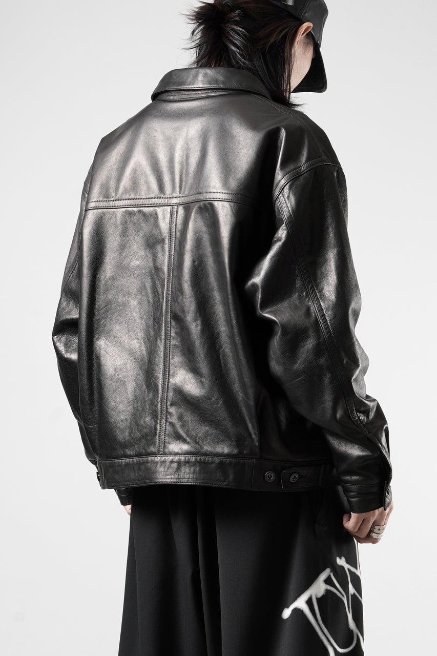 画像をギャラリービューアに読み込む, A LEATHER Trucker Jacket / LUXE COWHIDE (BLACK)