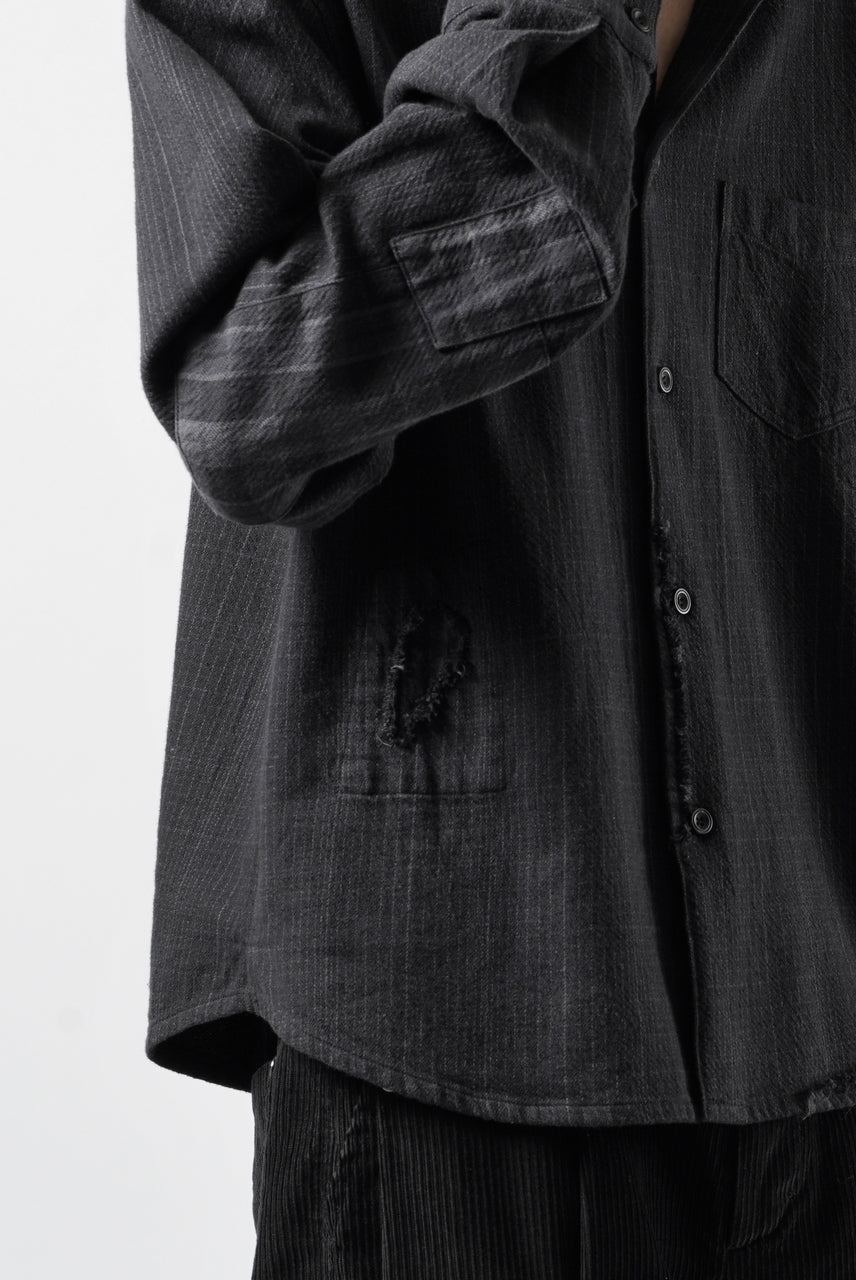 Load image into Gallery viewer, Professor.E REPAIRED FLANNEL SHIRT (BLACK)