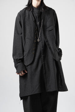 Load image into Gallery viewer, KLASICA "SH-042" STAND COLLAR LONG TAIL SHIRTS / AMBIENCE ANTIQUE DRAPER (CACAO NIB)