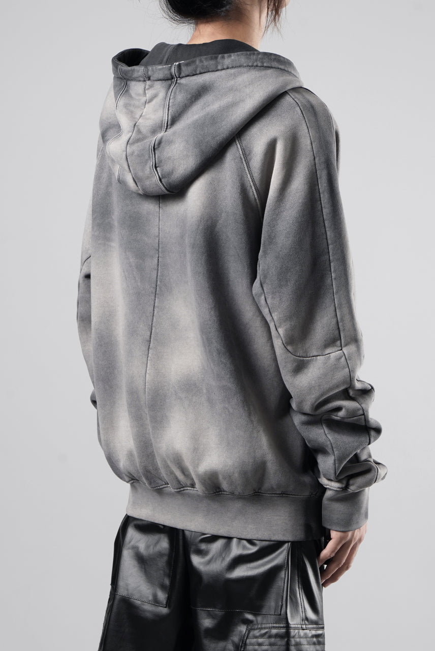 画像をギャラリービューアに読み込む, thom/krom RAGLAN SLEEVE ZIP UP HOODIE / SOFT COTTON SWEAT (GREY STONE WASH SPRAY)