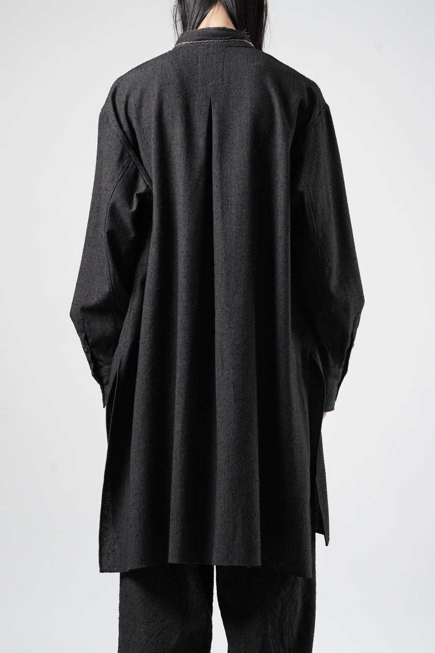 Load image into Gallery viewer, KLASICA "SH-042" STAND COLLAR LONG TAIL SHIRTS / AMBIENCE ANTIQUE DRAPER (CACAO NIB)
