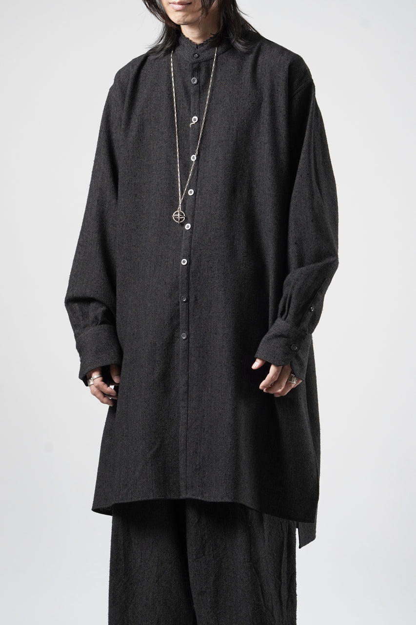 Load image into Gallery viewer, KLASICA "SH-042" STAND COLLAR LONG TAIL SHIRTS / AMBIENCE ANTIQUE DRAPER (CACAO NIB)