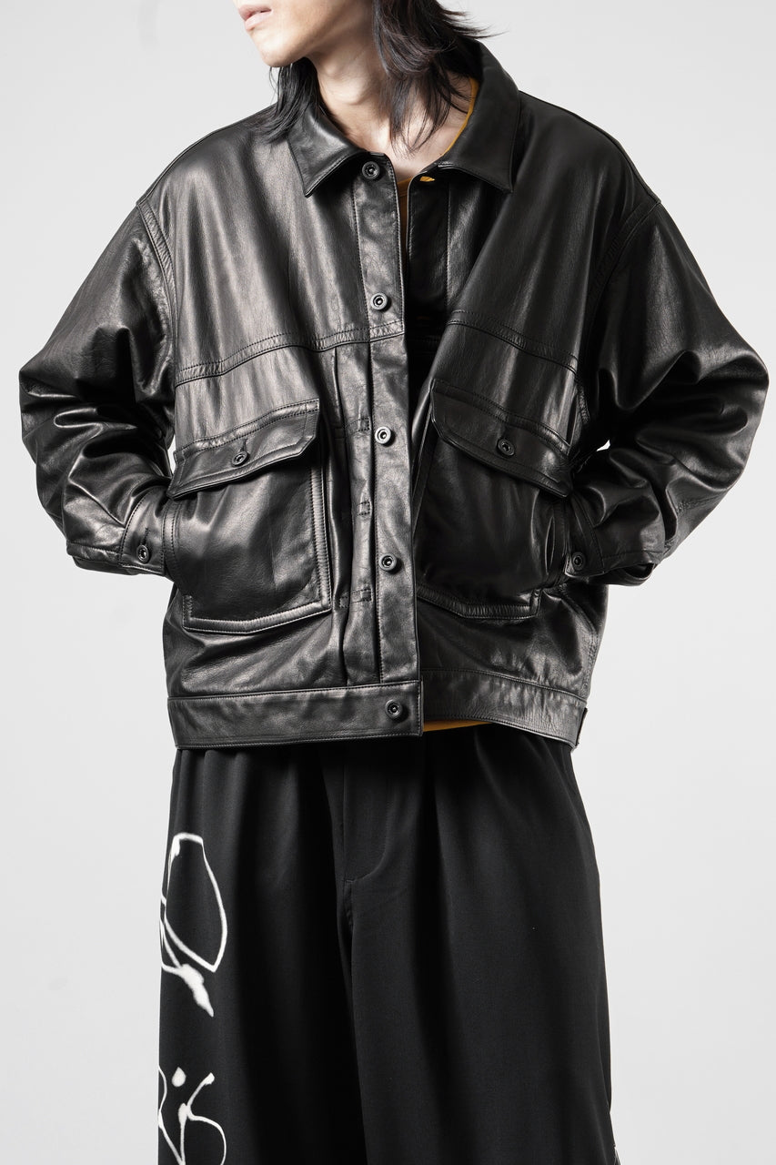画像をギャラリービューアに読み込む, A LEATHER Trucker Jacket / LUXE COWHIDE (BLACK)