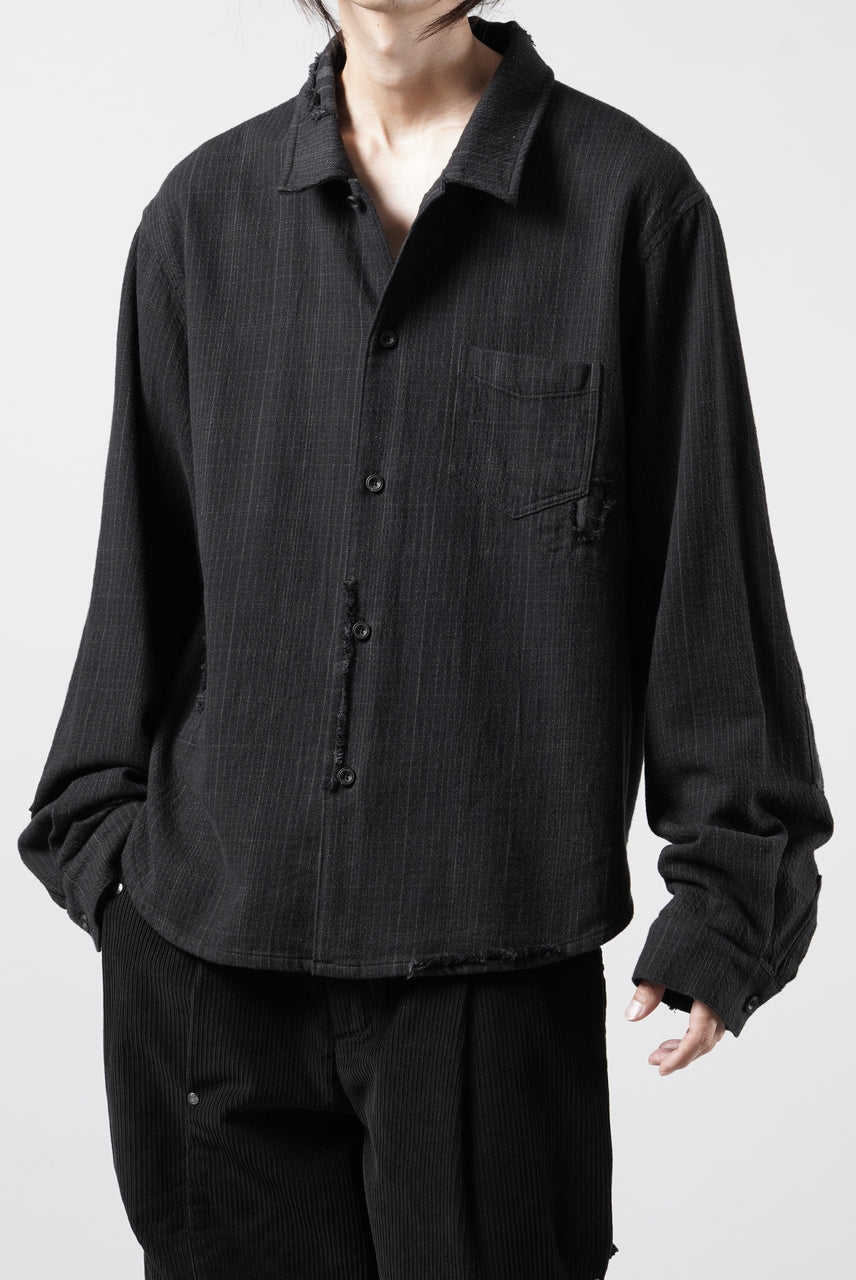 Load image into Gallery viewer, Professor.E REPAIRED FLANNEL SHIRT (BLACK)