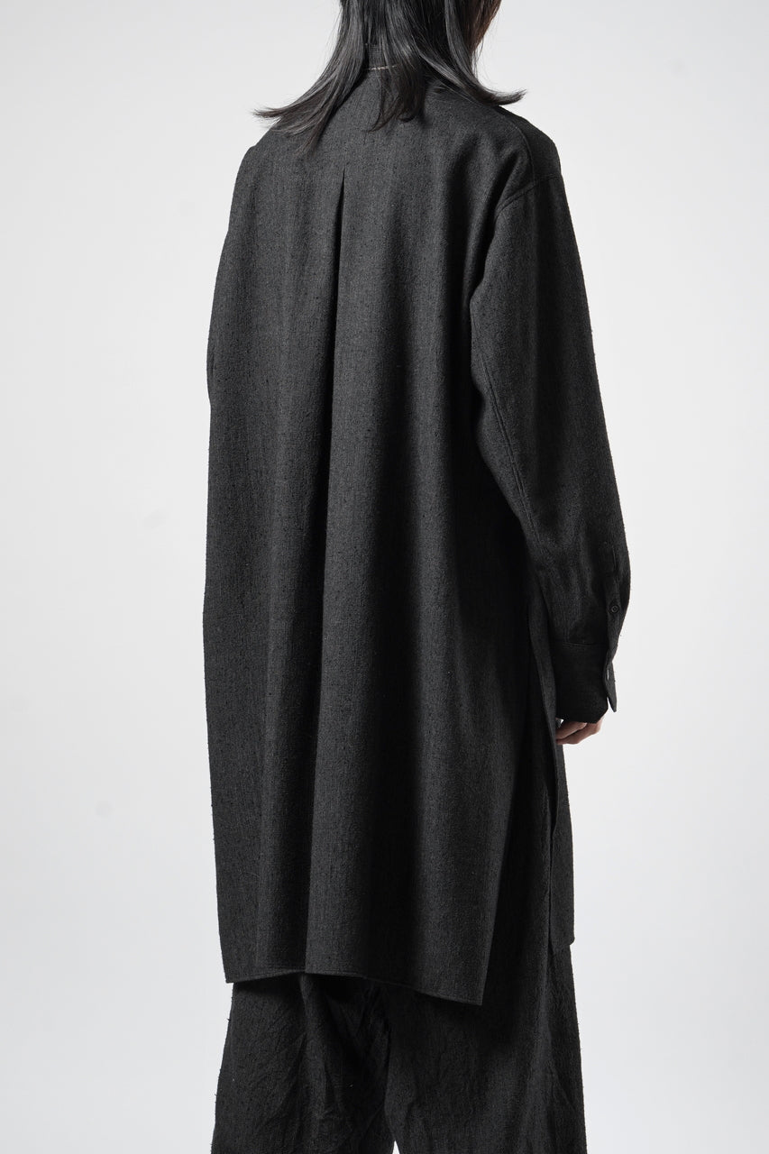 Load image into Gallery viewer, KLASICA "SH-042" STAND COLLAR LONG TAIL SHIRTS / AMBIENCE ANTIQUE DRAPER (CACAO NIB)