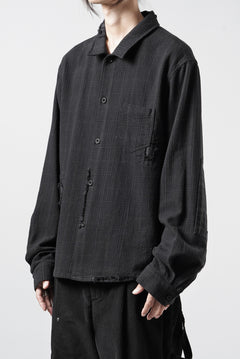 Load image into Gallery viewer, Professor.E REPAIRED FLANNEL SHIRT (BLACK)