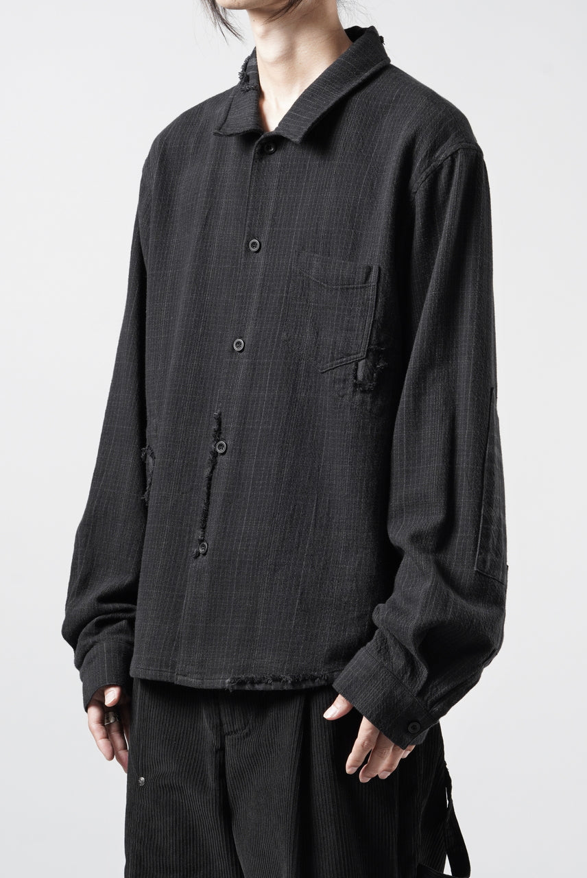 Load image into Gallery viewer, Professor.E REPAIRED FLANNEL SHIRT (BLACK)