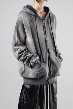 画像をギャラリービューアに読み込む, thom/krom RAGLAN SLEEVE ZIP UP HOODIE / SOFT COTTON SWEAT (GREY STONE WASH SPRAY)