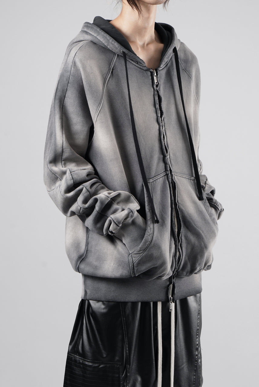 画像をギャラリービューアに読み込む, thom/krom RAGLAN SLEEVE ZIP UP HOODIE / SOFT COTTON SWEAT (GREY STONE WASH SPRAY)