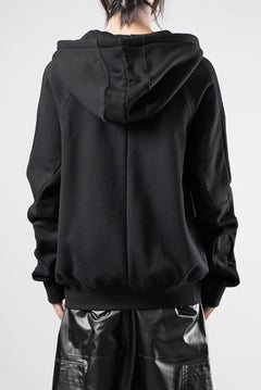 画像をギャラリービューアに読み込む, thom/krom RAGLAN SLEEVE ZIP UP HOODIE / SOFT COTTON SWEAT (BLACK)