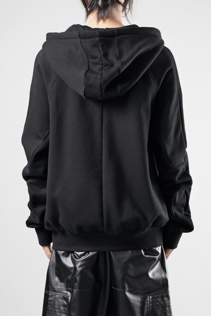 画像をギャラリービューアに読み込む, thom/krom RAGLAN SLEEVE ZIP UP HOODIE / SOFT COTTON SWEAT (BLACK)