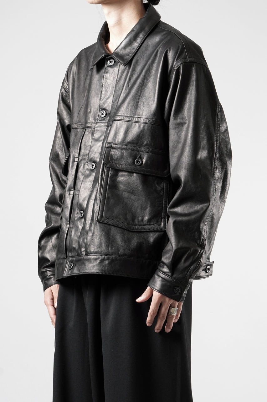 画像をギャラリービューアに読み込む, A LEATHER Trucker Jacket / LUXE COWHIDE (BLACK)