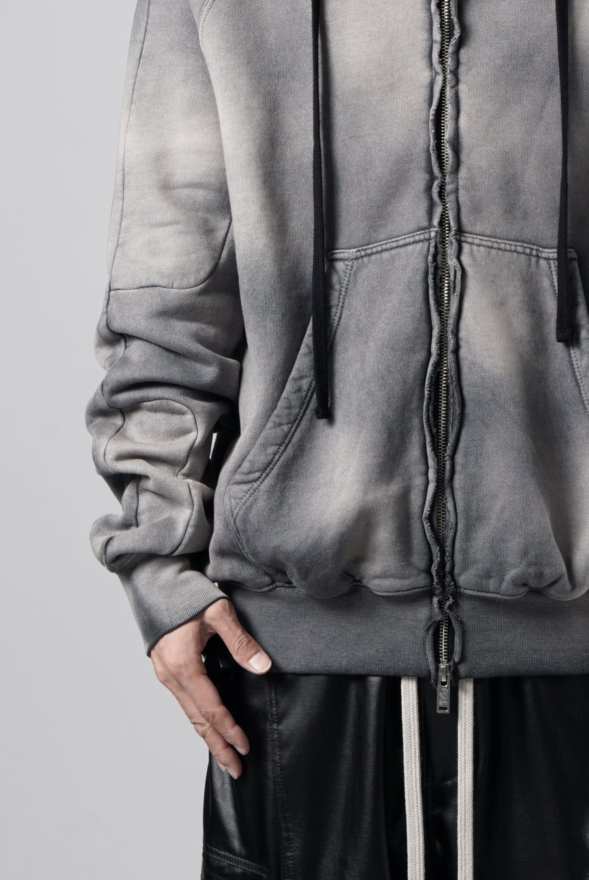画像をギャラリービューアに読み込む, thom/krom RAGLAN SLEEVE ZIP UP HOODIE / SOFT COTTON SWEAT (GREY STONE WASH SPRAY)