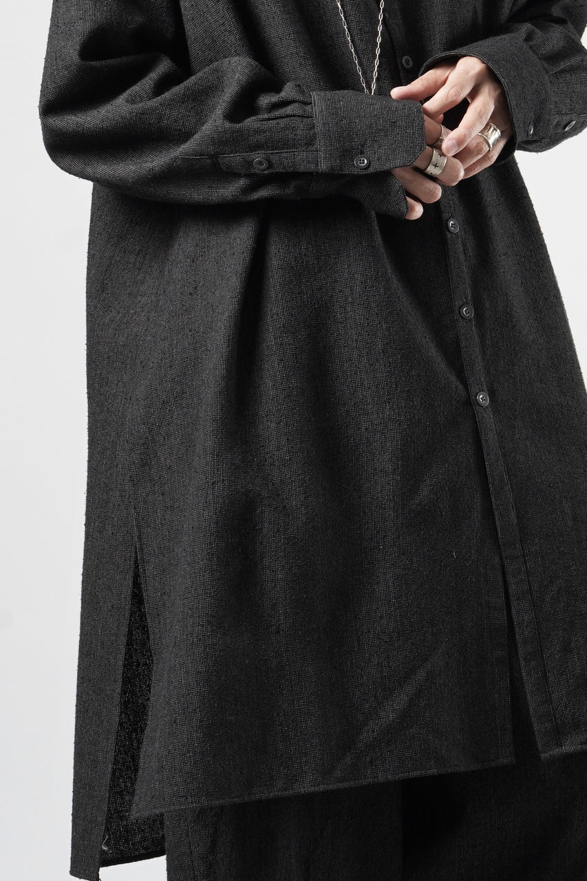 Load image into Gallery viewer, KLASICA "SH-042" STAND COLLAR LONG TAIL SHIRTS / AMBIENCE ANTIQUE DRAPER (CACAO NIB)