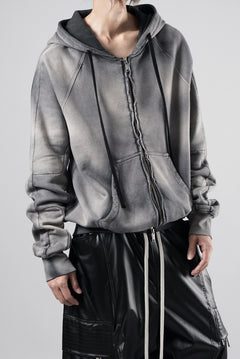 画像をギャラリービューアに読み込む, thom/krom RAGLAN SLEEVE ZIP UP HOODIE / SOFT COTTON SWEAT (GREY STONE WASH SPRAY)