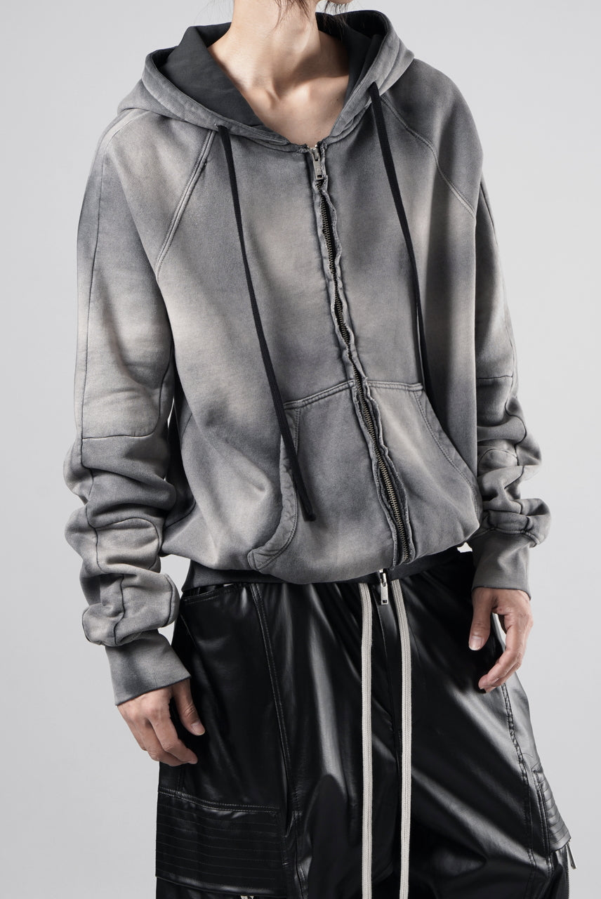 画像をギャラリービューアに読み込む, thom/krom RAGLAN SLEEVE ZIP UP HOODIE / SOFT COTTON SWEAT (GREY STONE WASH SPRAY)