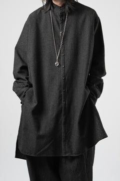 Load image into Gallery viewer, KLASICA "SH-042" STAND COLLAR LONG TAIL SHIRTS / AMBIENCE ANTIQUE DRAPER (CACAO NIB)