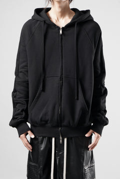 画像をギャラリービューアに読み込む, thom/krom RAGLAN SLEEVE ZIP UP HOODIE / SOFT COTTON SWEAT (BLACK)