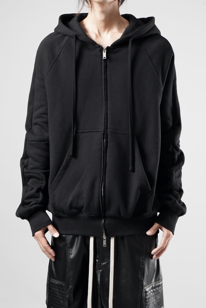 画像をギャラリービューアに読み込む, thom/krom RAGLAN SLEEVE ZIP UP HOODIE / SOFT COTTON SWEAT (BLACK)