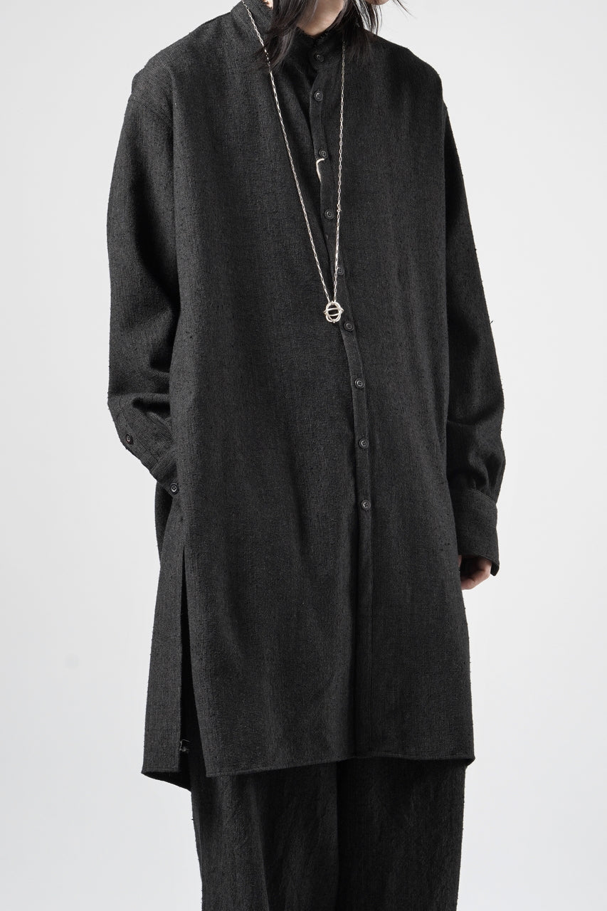 Load image into Gallery viewer, KLASICA "SH-042" STAND COLLAR LONG TAIL SHIRTS / AMBIENCE ANTIQUE DRAPER (CACAO NIB)