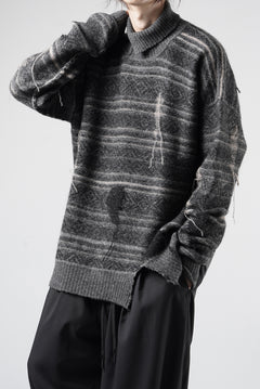 画像をギャラリービューアに読み込む, ISABEL BENENATO High-Neck Jacquard Sweater in Yak  (GRAPHITE)