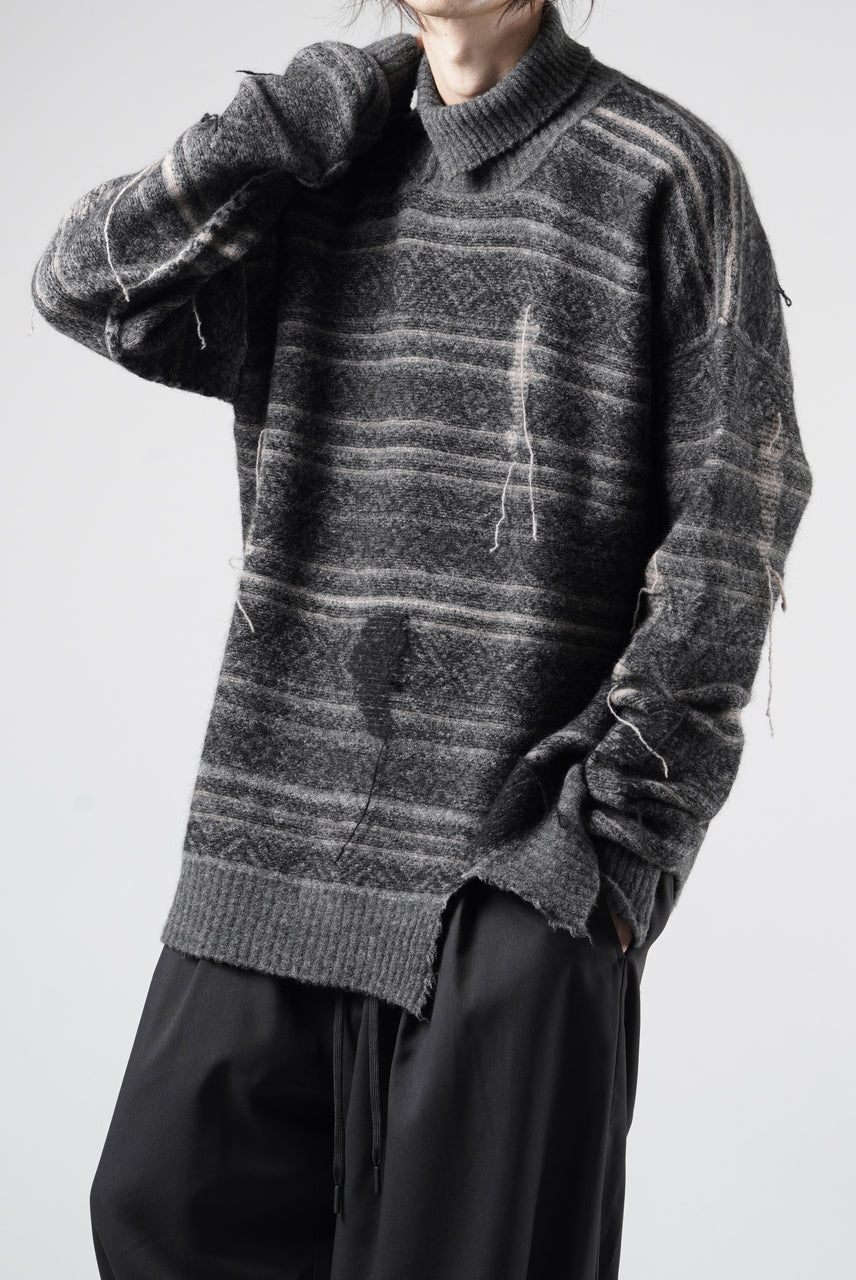 画像をギャラリービューアに読み込む, ISABEL BENENATO High-Neck Jacquard Sweater in Yak  (GRAPHITE)