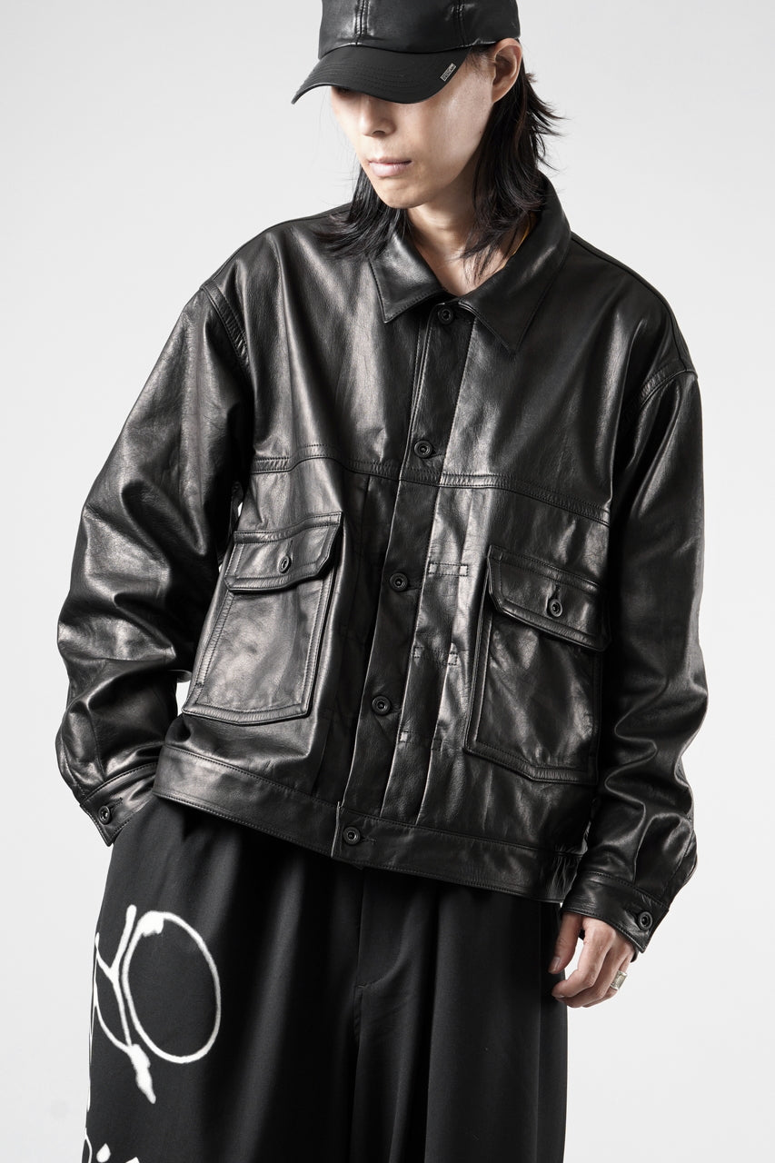 画像をギャラリービューアに読み込む, A LEATHER Trucker Jacket / LUXE COWHIDE (BLACK)