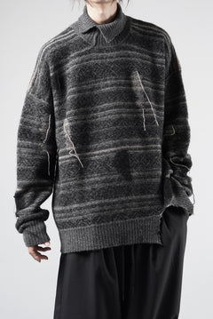 画像をギャラリービューアに読み込む, ISABEL BENENATO High-Neck Jacquard Sweater in Yak  (GRAPHITE)