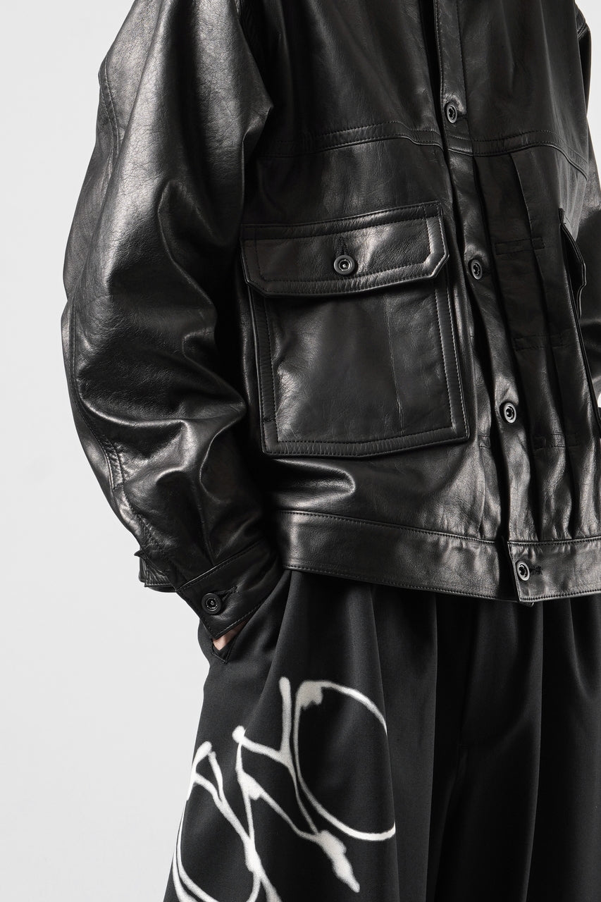 画像をギャラリービューアに読み込む, A LEATHER Trucker Jacket / LUXE COWHIDE (BLACK)