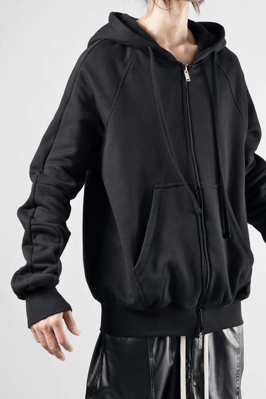 画像をギャラリービューアに読み込む, thom/krom RAGLAN SLEEVE ZIP UP HOODIE / SOFT COTTON SWEAT (BLACK)