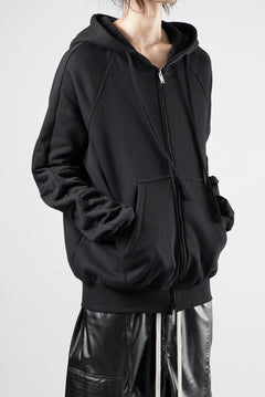 画像をギャラリービューアに読み込む, thom/krom RAGLAN SLEEVE ZIP UP HOODIE / SOFT COTTON SWEAT (BLACK)