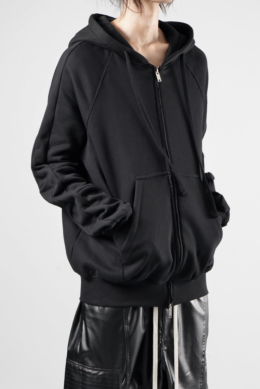 画像をギャラリービューアに読み込む, thom/krom RAGLAN SLEEVE ZIP UP HOODIE / SOFT COTTON SWEAT (BLACK)