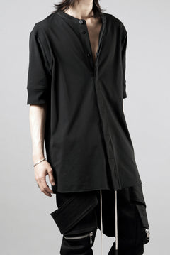 画像をギャラリービューアに読み込む, thom/krom STAND UP COLLAR T-SHIRT / STRETCH COTTON JERSEY (BLACK)