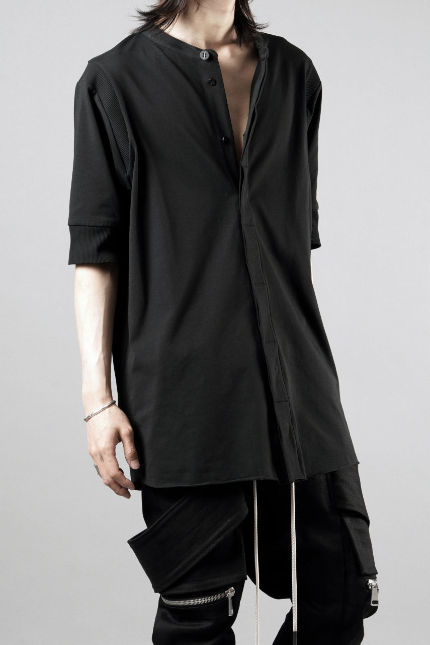 画像をギャラリービューアに読み込む, thom/krom STAND UP COLLAR T-SHIRT / STRETCH COTTON JERSEY (BLACK)