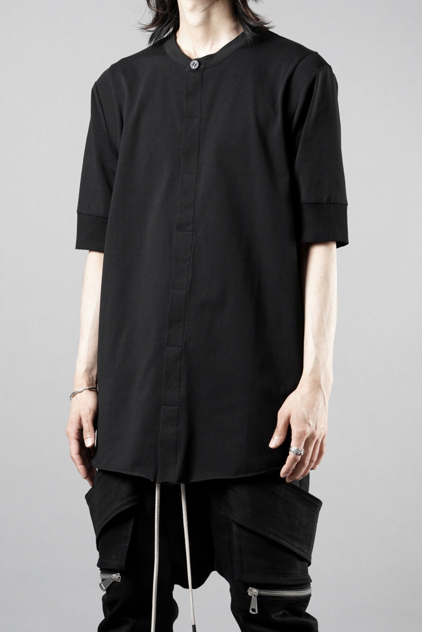 画像をギャラリービューアに読み込む, thom/krom STAND UP COLLAR T-SHIRT / STRETCH COTTON JERSEY (BLACK)